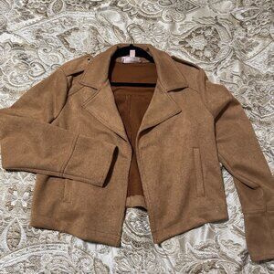 Philosophy Republic Clothing Faux Suede Open Moto Jacket Tan